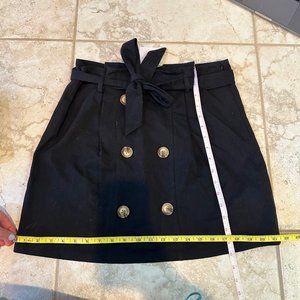Sadie & Love Black Cotton Button Tie Waist Mini Skirt Size M